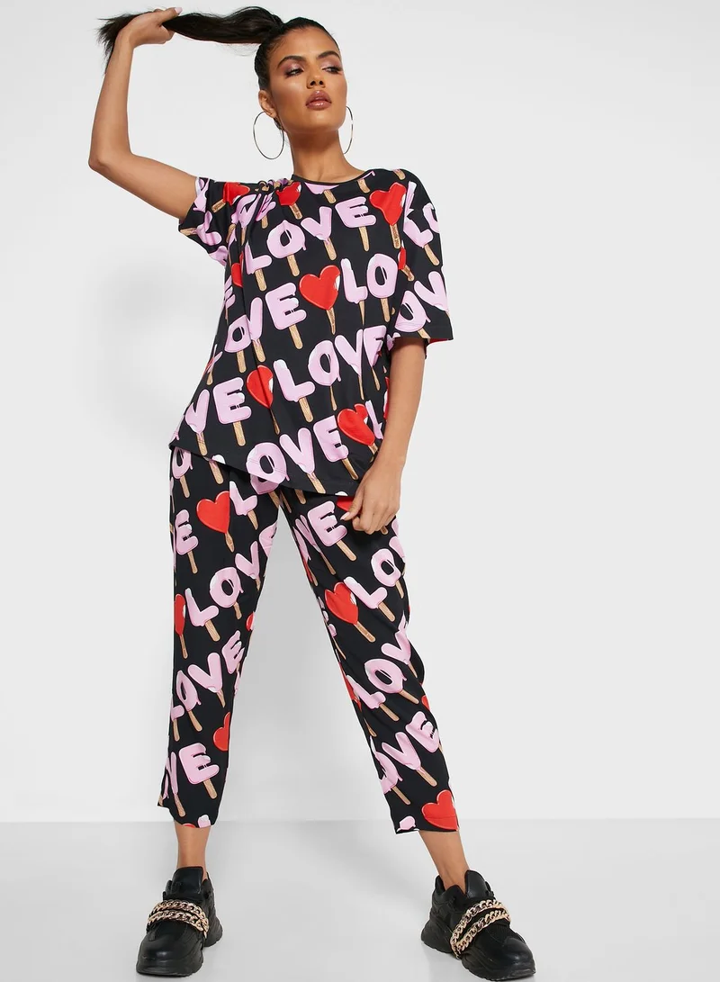 Love Moschino Logo Printed T-Shirt