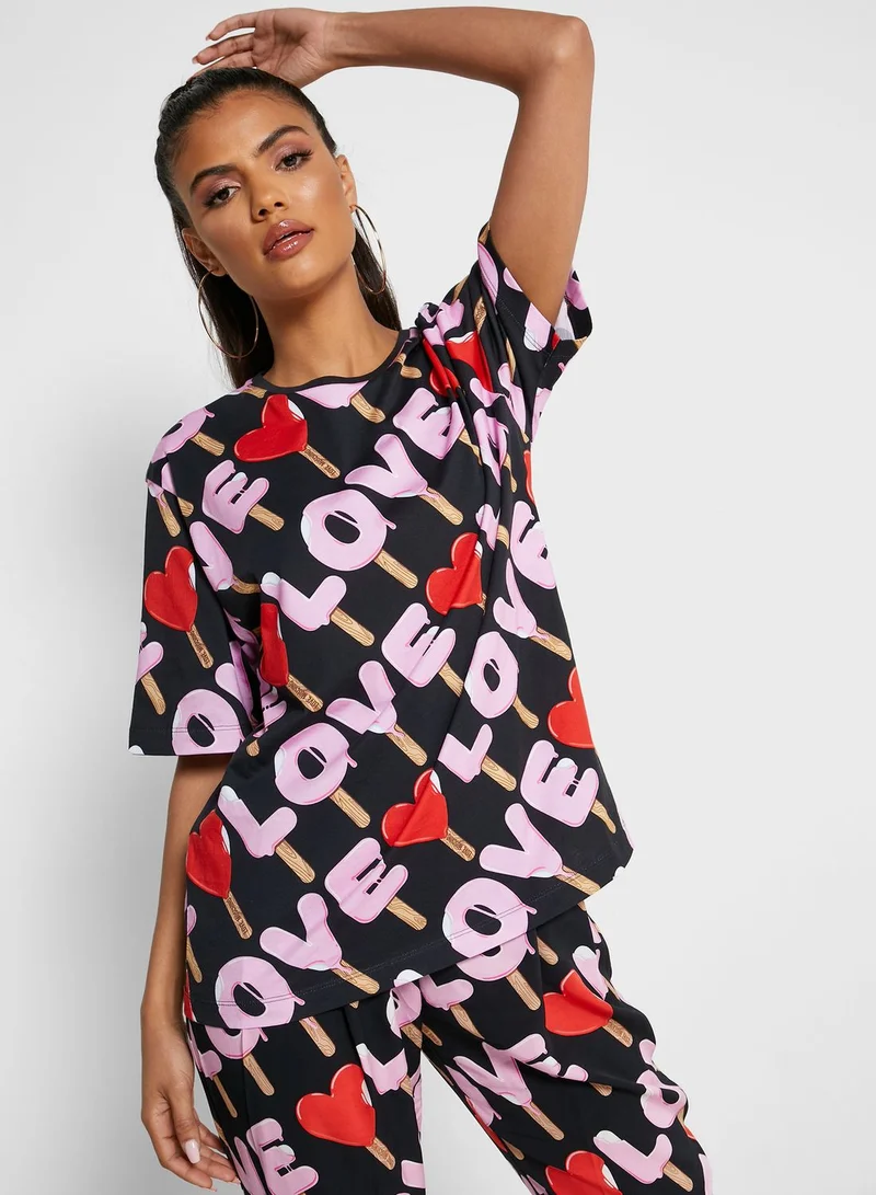 Love Moschino Logo Printed T-Shirt