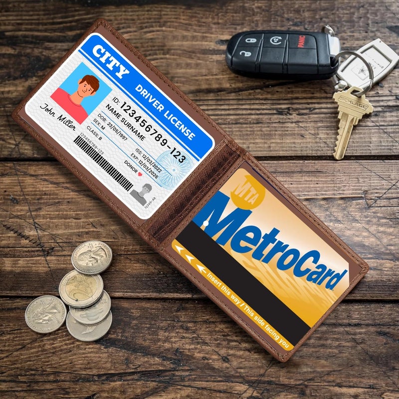 ALLEN & MATE 100% LEATHER Travel Pass Card Holder/Driving License, Metro, Ventra, Smart Card, Minimalist Wallet Credit Card Holder (Tan Premium) - Image 2