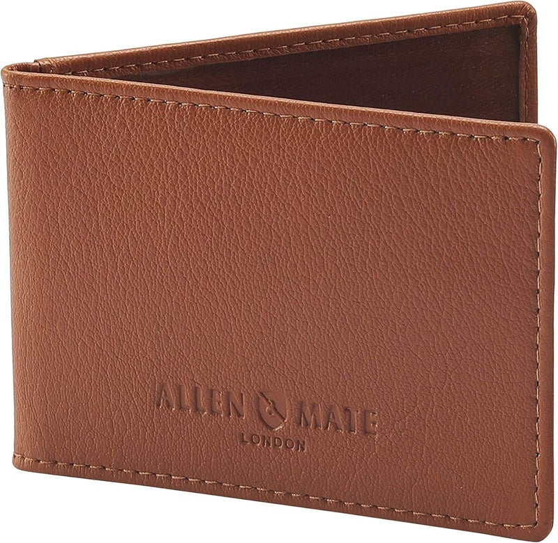 ALLEN & MATE 100% LEATHER Travel Pass Card Holder/Driving License, Metro, Ventra, Smart Card, Minimalist Wallet Credit Card Holder (Tan Premium) - Image 1