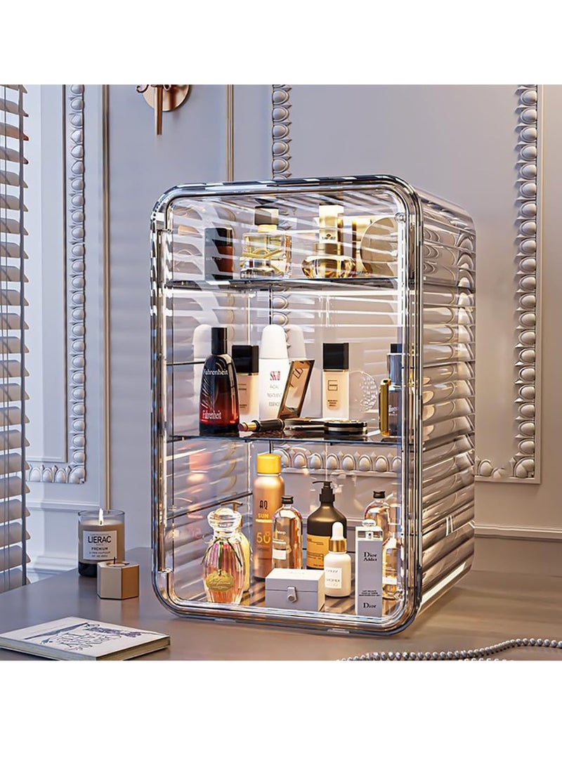 JOMILA Makeup Organizer 3 Tier Luxury Countertop Cosmetic Storage Box with Multifunctional Makeup Jewelry Drawer Desktop Beauty Display Organiser Stand for Lipsticks Brushes Lotions  - Image 1