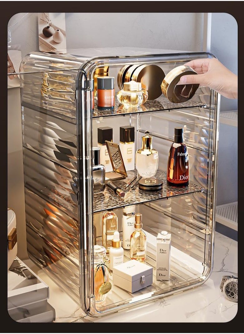 JOMILA Makeup Organizer 3 Tier Luxury Countertop Cosmetic Storage Box with Multifunctional Makeup Jewelry Drawer Desktop Beauty Display Organiser Stand for Lipsticks Brushes Lotions  - Image 4