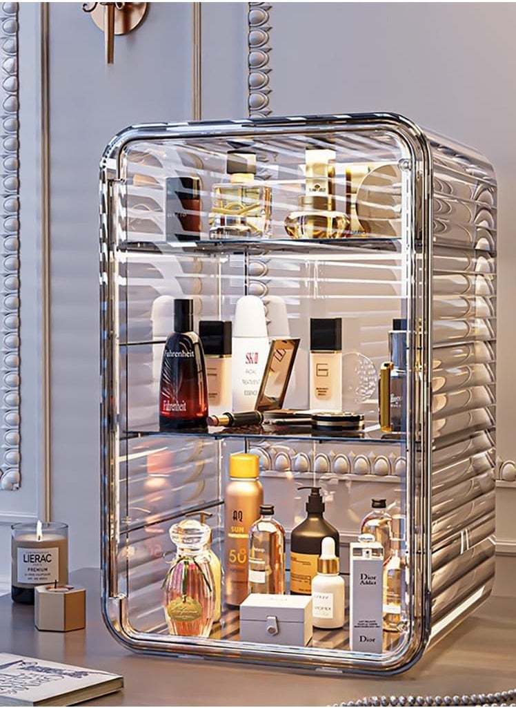 JOMILA Makeup Organizer 3 Tier Luxury Countertop Cosmetic Storage Box with Multifunctional Makeup Jewelry Drawer Desktop Beauty Display Organiser Stand for Lipsticks Brushes Lotions  - Image 3