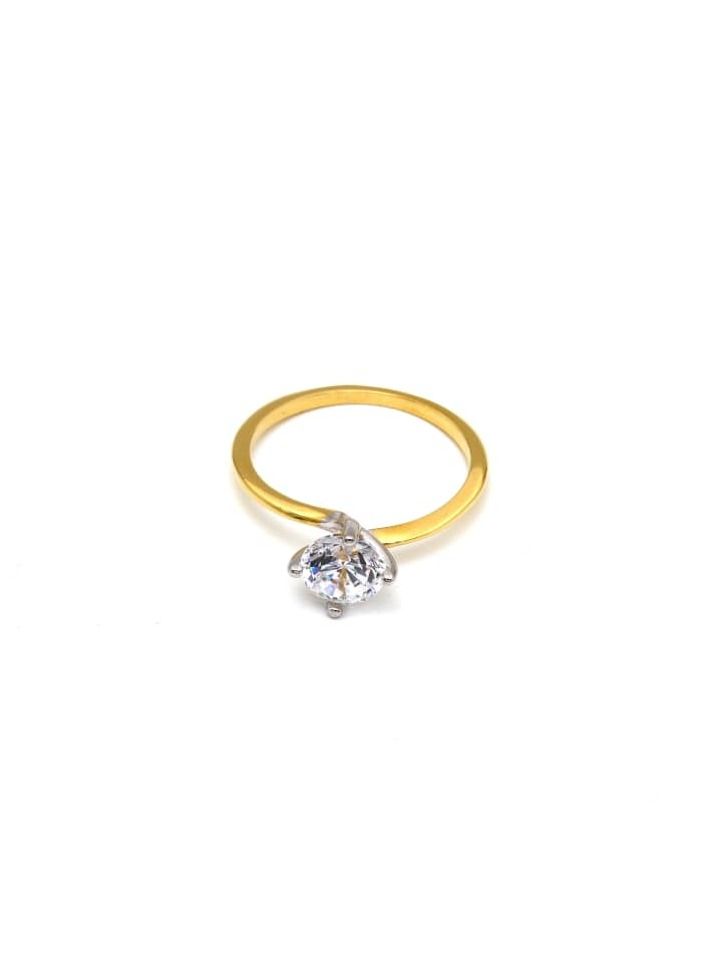 Gold Zone Real Gold 2 Color Plain Solitaire Stone Ring 0016 (Size 9) R1983 - Image 1