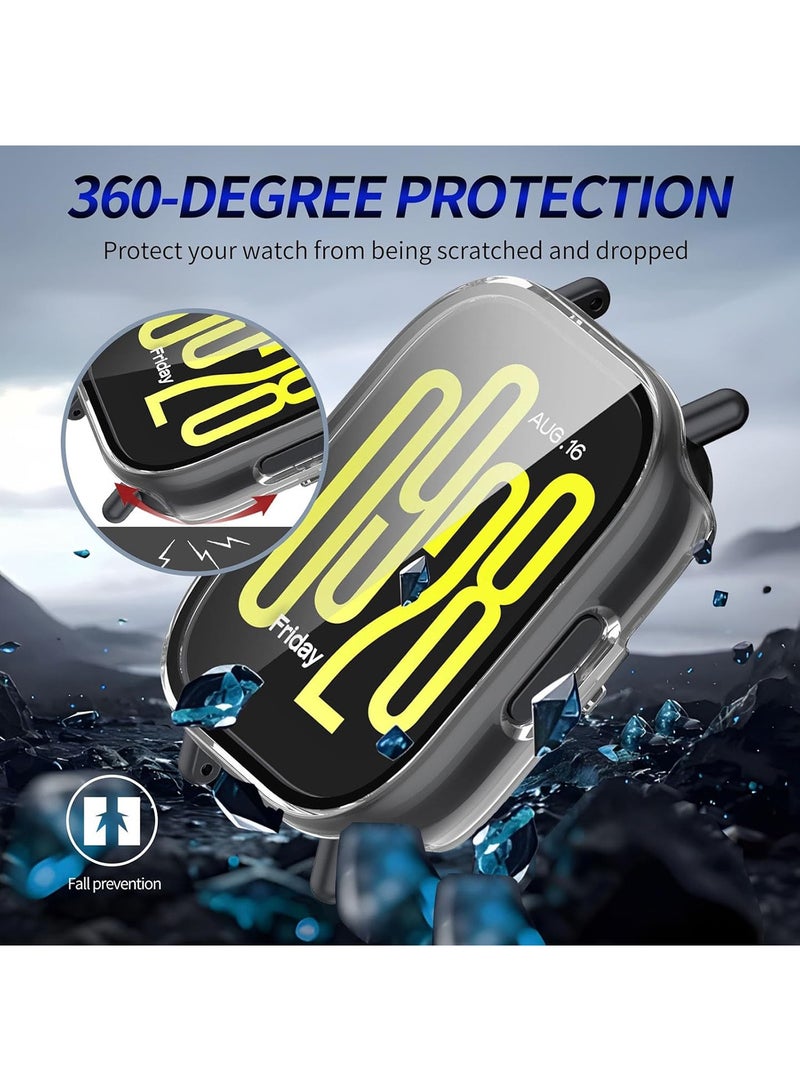 2 Pcs Screen Protector Case Fit for Redmi Watch 5 Active, Durable Full Coverage TPU Protective Cover Bumper Frame Protector Case Accessories Fit for Redmi Watch 5 Active Smartwatch (Clear+Black) - Image 5
