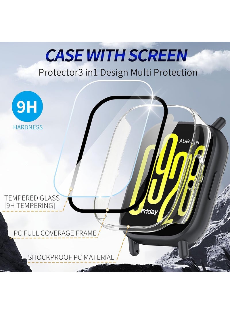 2 Pcs Screen Protector Case Fit for Redmi Watch 5 Active, Durable Full Coverage TPU Protective Cover Bumper Frame Protector Case Accessories Fit for Redmi Watch 5 Active Smartwatch (Clear+Black) - Image 2