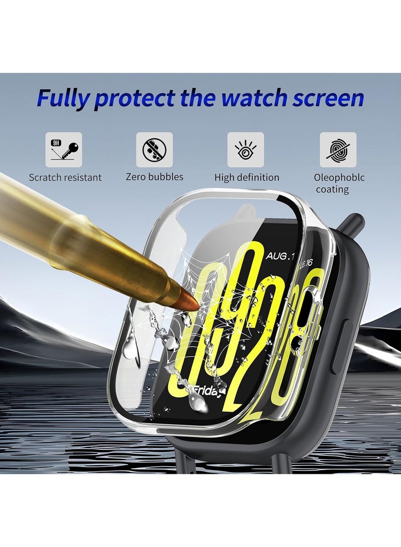 2 Pcs Screen Protector Case Fit for Redmi Watch 5 Active, Durable Full Coverage TPU Protective Cover Bumper Frame Protector Case Accessories Fit for Redmi Watch 5 Active Smartwatch (Clear+Black) - Image 4