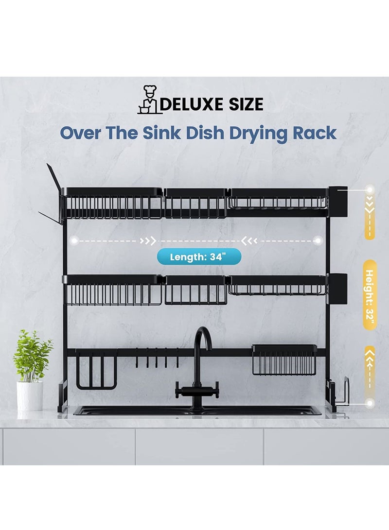 DubaiGallery 3 Layer Stainless Steel Dish Rack Over Sink Dish Drainer Drainer Dryer Rack Kitchen Storage Organizer Rack Kitchen Utensil Holder - Image 4