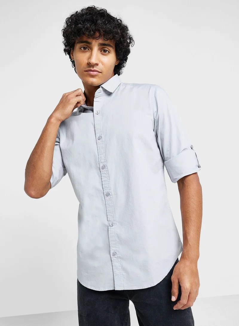 Seventy Five Premium Twill Slim Fit Pure Cotton Casual Shirt