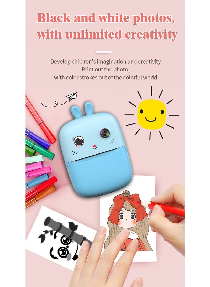 كاميرا أطفال، طباعة فورية بدقة 1080 بكسل مع كاميرا مزدوجة، تصوير صور وفيديو، شاشة IPS مقاس 2.4 بوصة، بطارية مدمجة 1800 مللي أمبير، بطاقة TF سعة 32 جيجا، هدية مثالية لأعياد الميلاد والمناسبات للأطفال - Image 3