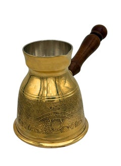 Majestic Majestic Brass Turkish Coffee Pot Set of 3 – Capacities: 180 ml, 300 ml, 430 ml – Laser Design, Handcrafted with Wooden Handle, Perfect for Turkish Coffee, Arabic Coffee, Tea, Milk, and Hot Beverages  - Image 2