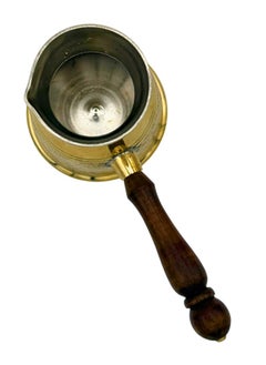 Majestic Majestic Brass Turkish Coffee Pot Set of 3 – Capacities: 180 ml, 300 ml, 430 ml – Laser Design, Handcrafted with Wooden Handle, Perfect for Turkish Coffee, Arabic Coffee, Tea, Milk, and Hot Beverages  - Image 4