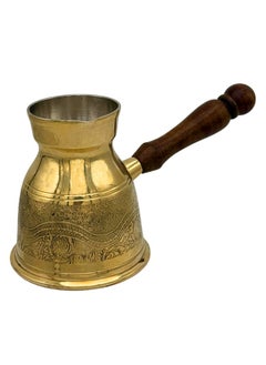 Majestic Majestic Brass Turkish Coffee Pot Set of 3 – Capacities: 180 ml, 300 ml, 430 ml – Laser Design, Handcrafted with Wooden Handle, Perfect for Turkish Coffee, Arabic Coffee, Tea, Milk, and Hot Beverages  - Image 5