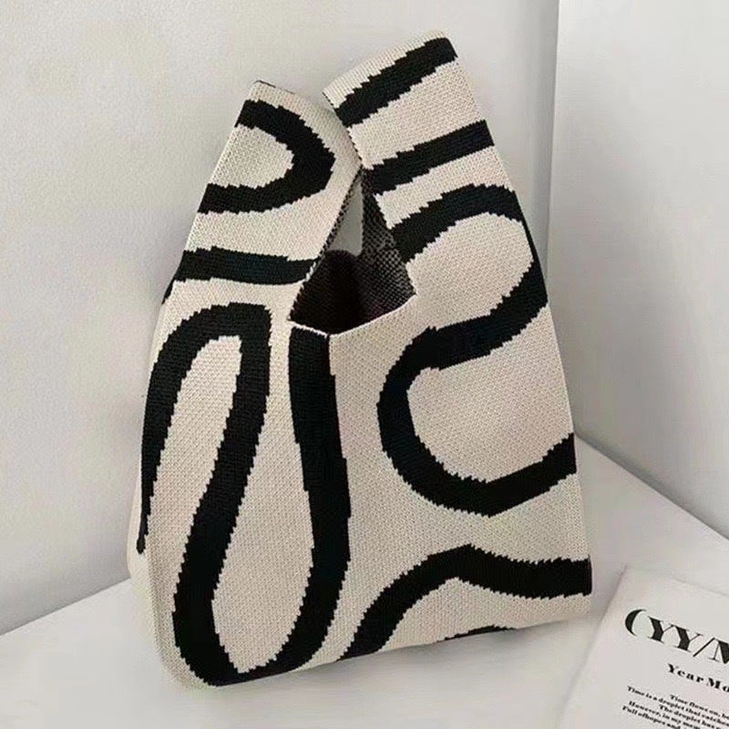 Knitted Bag Women'S Knitted Handbag All-Match Fashion Trendy Wrist Bag Tote Bag Commercial Woven Bag - Image 1