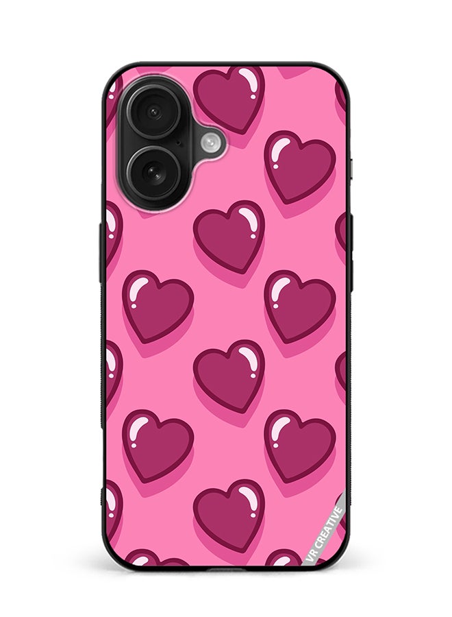 VR CREATIVE Protective Case Cover For Apple iPhone 16 Plus Lovely Hearts Design Multicolour
