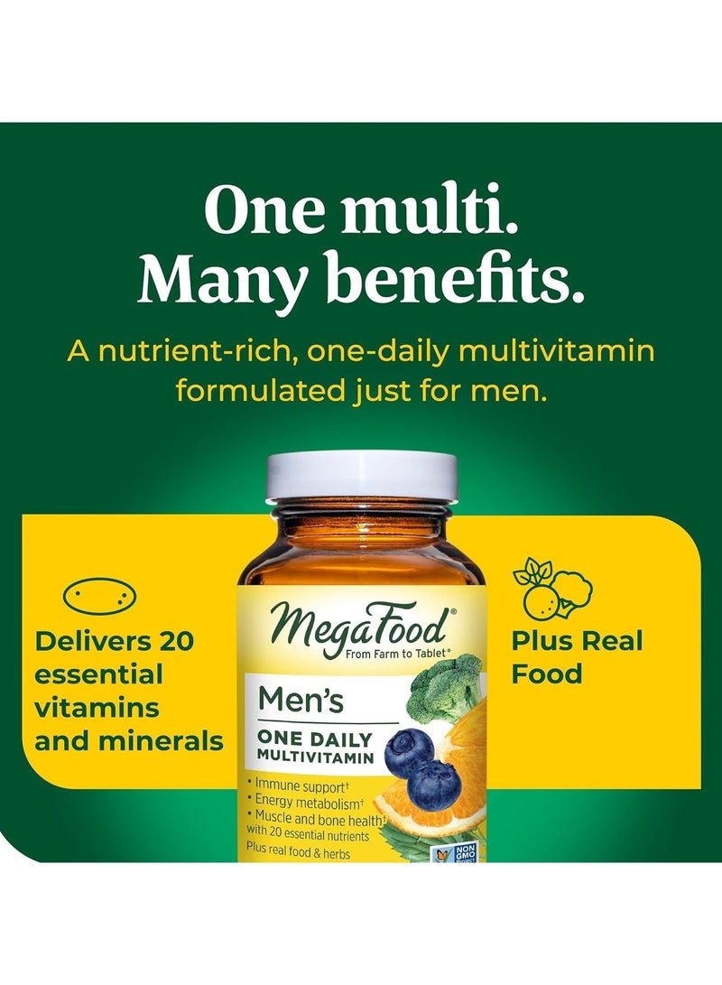 MegaFood Men's One Daily Multivitamin 21 Nutrients Plus Real Food- immune support, muscle health, bone health, energy metabolism. dietary supplement, 30 tablets | 30 per servings - Image 3