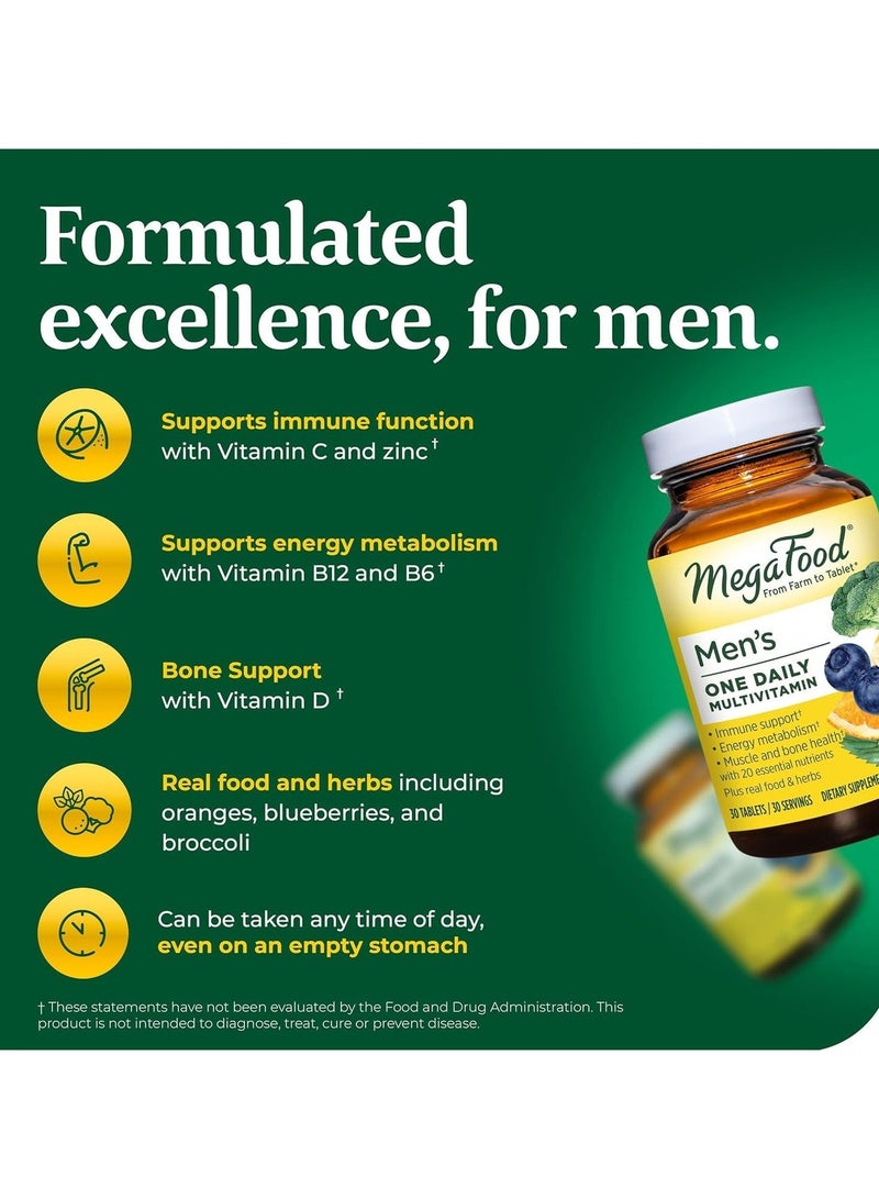 MegaFood Men's One Daily Multivitamin 21 Nutrients Plus Real Food- immune support, muscle health, bone health, energy metabolism. dietary supplement, 30 tablets | 30 per servings - Image 5