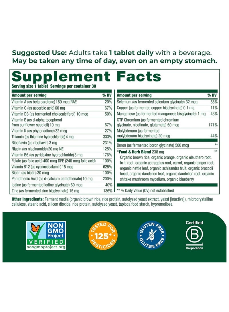 MegaFood Men's One Daily Multivitamin 21 Nutrients Plus Real Food- immune support, muscle health, bone health, energy metabolism. dietary supplement, 30 tablets | 30 per servings - Image 2