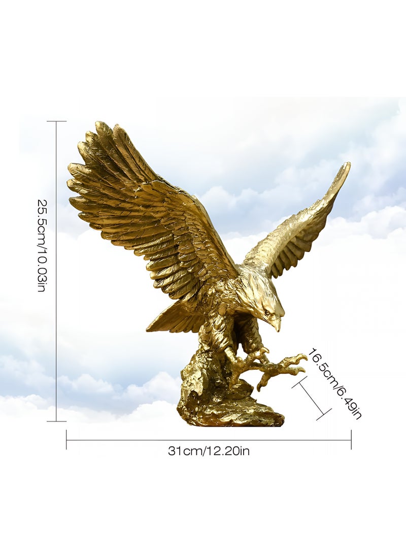 ALMiHomi Golden Eagle Statue – Large Majestic Falcon Sculpture for Home Decor, Office Desk, Majlis Decoration | Luxury Gold Bird Ornament (26 × 31 × 17 cm / 10.2 × 12.2 × 6.3 in) - Image 3