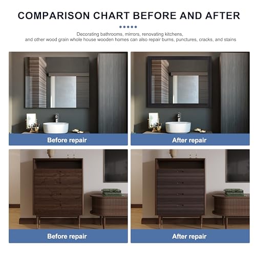 TIANLDD 27 FT Wood Grain Wallpaper Border, Removable Waterproof Mirror Border Peel and Stick,Bathroom Mirror Frame Border.(Dark Brown Oak) - Image 2