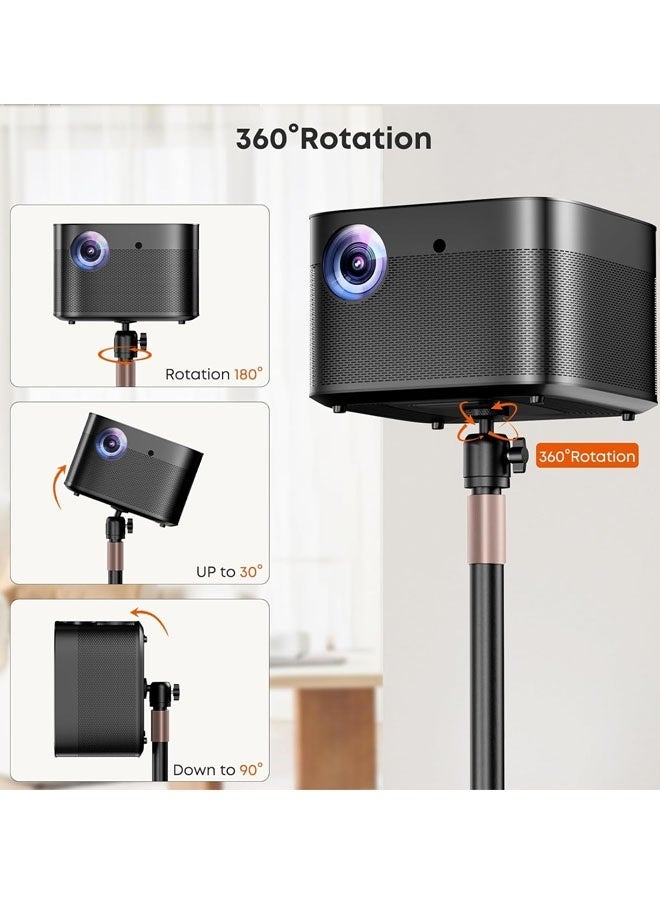 JACIRCLE Universal Projector Stand – Height Adjustable Floor Stand with 360° Rotating Ball Head & 1/4" Screw, Heavy-Duty Carbon Steel Base for Projectors, Cameras & Webcams – Home, Office & Studio Use - Image 3