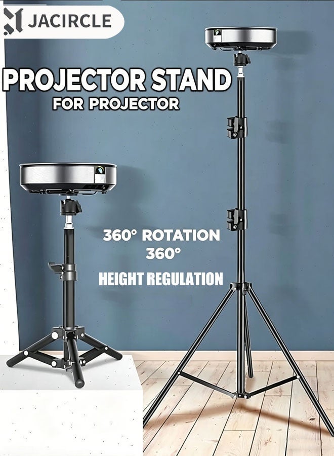 JACIRCLE Universal Projector Stand – Height Adjustable Floor Stand with 360° Rotating Ball Head & 1/4" Screw, Heavy-Duty Carbon Steel Base for Projectors, Cameras & Webcams – Home, Office & Studio Use - Image 1