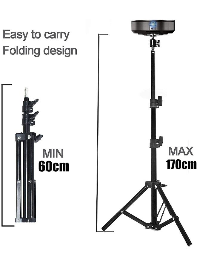 JACIRCLE Universal Projector Stand – Height Adjustable Floor Stand with 360° Rotating Ball Head & 1/4" Screw, Heavy-Duty Carbon Steel Base for Projectors, Cameras & Webcams – Home, Office & Studio Use - Image 2