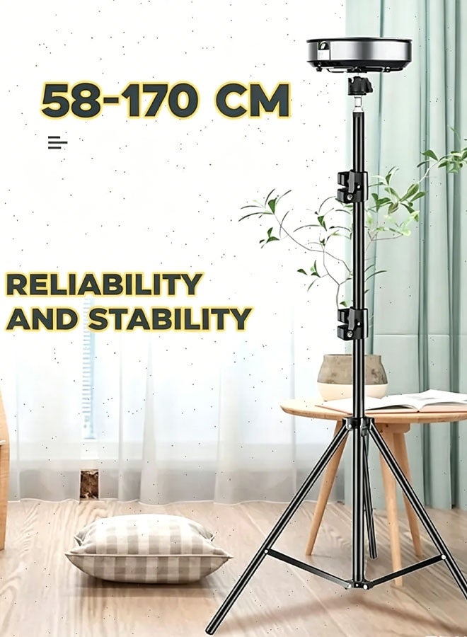 JACIRCLE Universal Projector Stand – Height Adjustable Floor Stand with 360° Rotating Ball Head & 1/4" Screw, Heavy-Duty Carbon Steel Base for Projectors, Cameras & Webcams – Home, Office & Studio Use - Image 5
