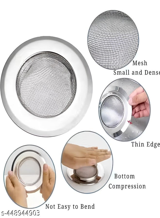 Cloudzy Sink Strainer Stainless Steel Mesh Round Filter Bathroom Bathtub Wash Basin Garbage Disposal Basket Filter Floor Balcony Hole Shower Drain (Big Round) - Image 2