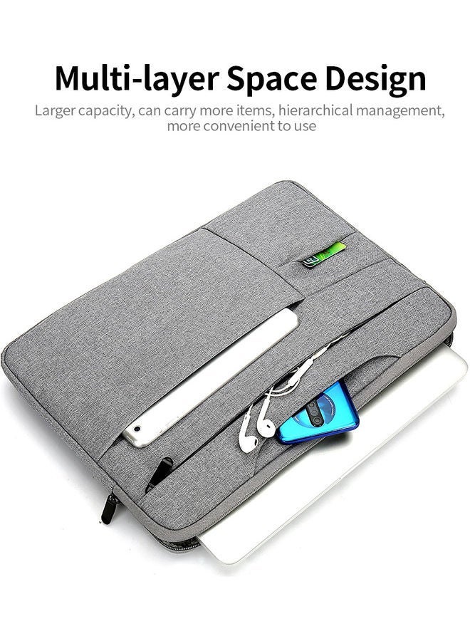 NIBEMINENT 14 Inch Waterproof Nylon Laptop Briefcase Light Grey  - Image 4