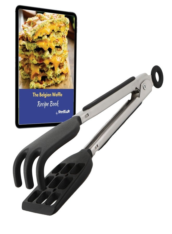 StarBlue Mini Waffle Tongs by StarBlue – 8 Inches Silicone and Nylon Serving Tongs with Non-Slip Smooth Handles, Non-Scratch and Dishwasher Safe, Multipurpose Spatula Tongs for Belgian Waffle Serving - Image 1