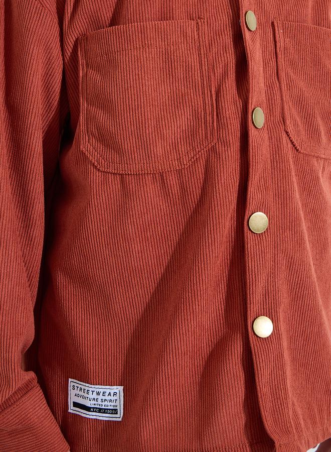 Styli Boys Oversized Corduroy Hooded Shacket Snap Buttons - Image 4