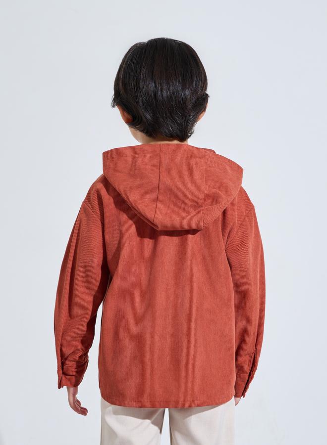 Styli Boys Oversized Corduroy Hooded Shacket Snap Buttons - Image 5