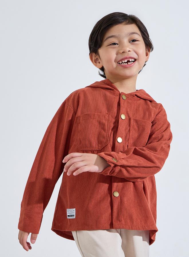 Styli Boys Oversized Corduroy Hooded Shacket Snap Buttons - Image 3
