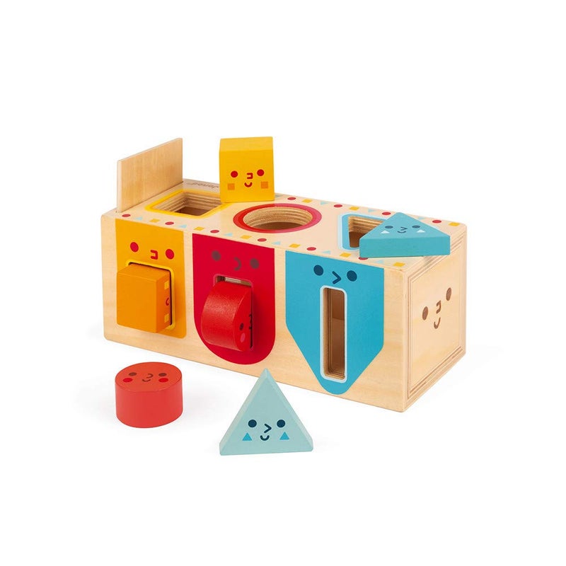 Janod Geometric Shapes 6 pc Wooden Sorting Box - Ages 12+ Months - J05330 - Image 2