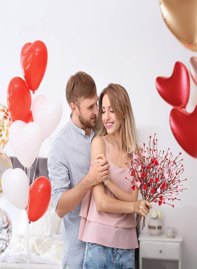 Sggvecsy مجموعة من 6 أغصان توت صناعية على شكل قلب من Sggvecsy، مزينة بقلوب حمراء ووردية، مثالية كهدية لعيد الحب، أو لتزيين حفلات الزفاف والمناسبات الخاصة. - Image 3