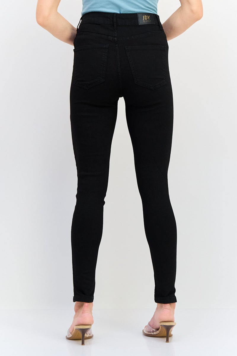 ONLY Jdy x Only Women Regular Fit Solid Stretchable Jeans, Black - Image 3