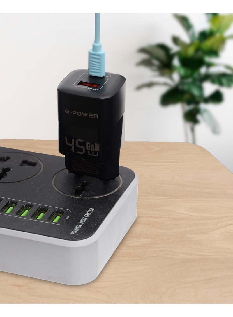 جي باور شاحن جي-باور GP-C6 بقوة 45 واط بمنفذي USB (USB-A وUSB-C) يدعم تقنية الشحن السريع كوالكوم 3.0، متوافق مع أجهزة ماك بوك برو، وآيباد، وجالاكسي، وبيكسل، وآيفون، وغيرها - أسود - Image 5
