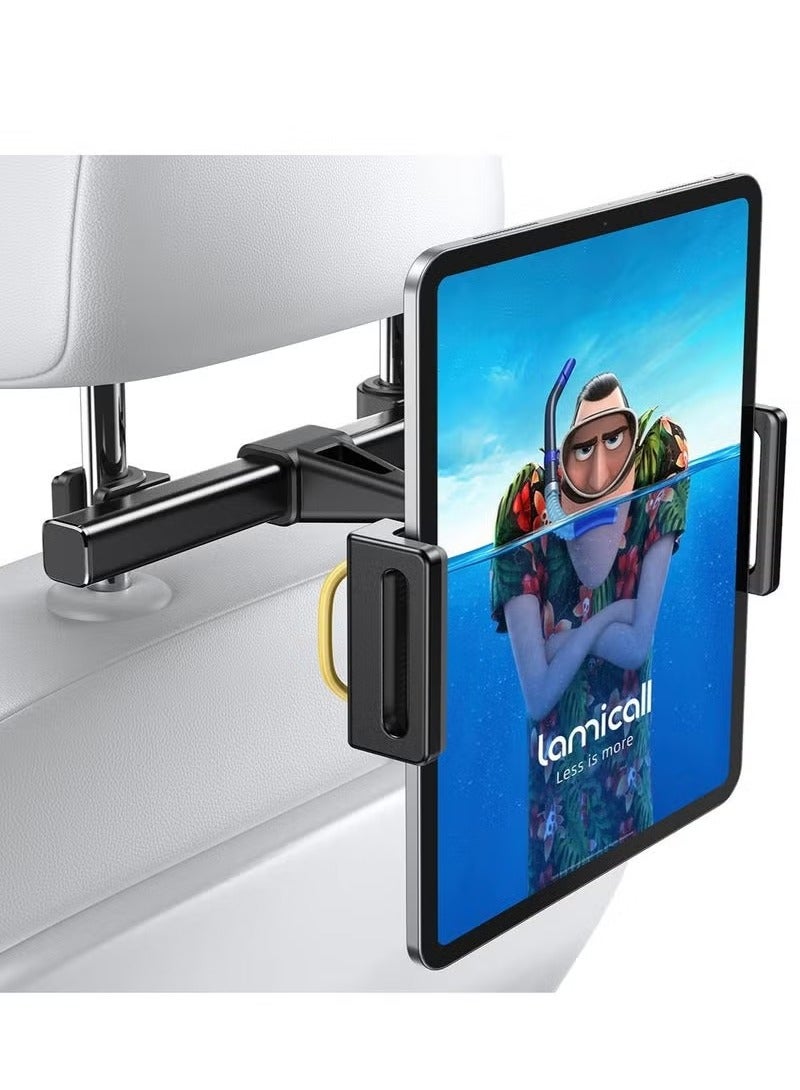 Lamicall Car Tablet Headrest Holder – Universal Back Seat Mount Stand for Kids & Passengers, Compatible with 2024 iPad Pro 11"/13", iPad Air, iPad Mini, Galaxy Tab, Kindle & All 4.7"–13" Tablets, Adjustable & Secure Fit, Hands-Free Viewing for Road Trips – Black - Image 1