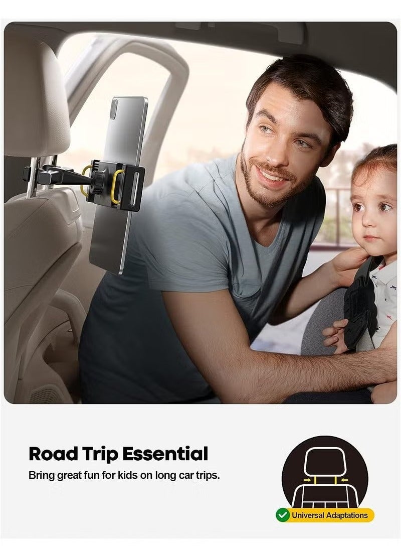 Lamicall Car Tablet Headrest Holder – Universal Back Seat Mount Stand for Kids & Passengers, Compatible with 2024 iPad Pro 11"/13", iPad Air, iPad Mini, Galaxy Tab, Kindle & All 4.7"–13" Tablets, Adjustable & Secure Fit, Hands-Free Viewing for Road Trips – Black - Image 2