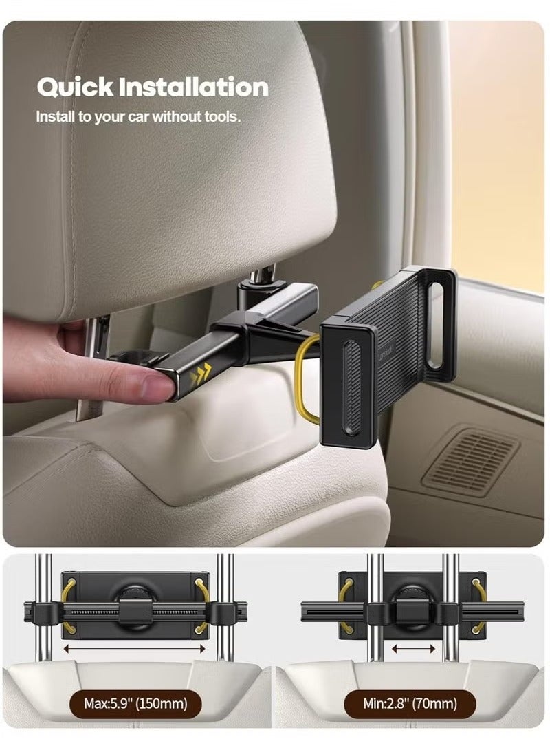 Lamicall Car Tablet Headrest Holder – Universal Back Seat Mount Stand for Kids & Passengers, Compatible with 2024 iPad Pro 11"/13", iPad Air, iPad Mini, Galaxy Tab, Kindle & All 4.7"–13" Tablets, Adjustable & Secure Fit, Hands-Free Viewing for Road Trips – Black - Image 4