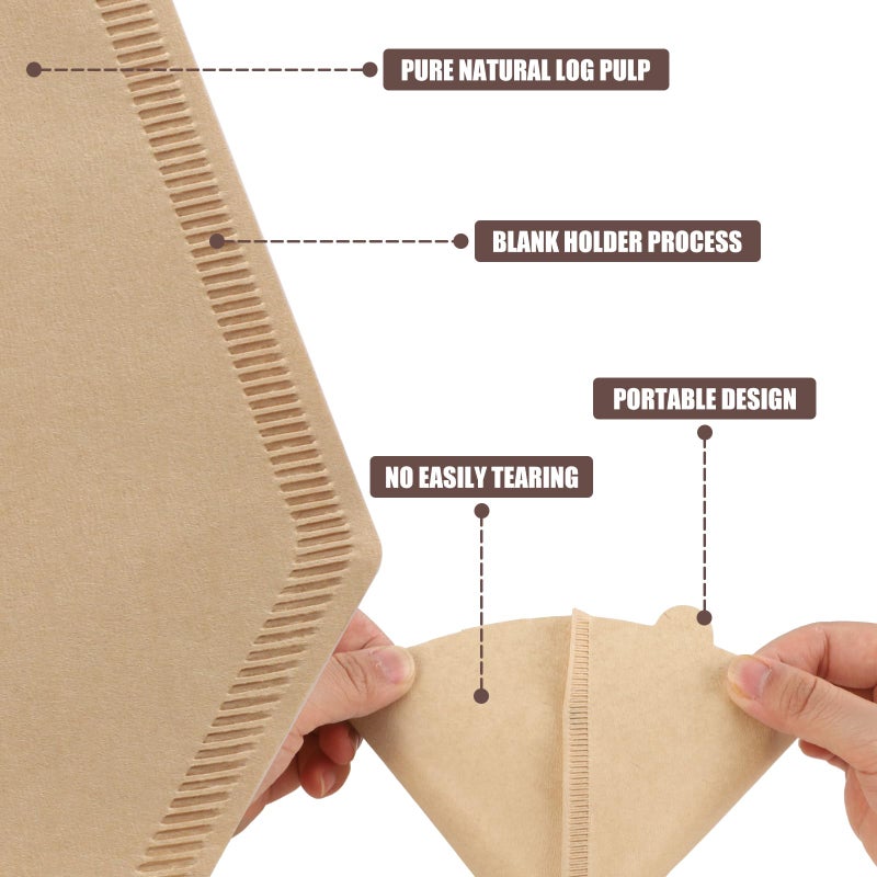 Prudiut 200 Count Coffee Filter #2, 2 Coffee Filters Cone Unbleached Disposable Coffee Filters 2 Cone Paper Fits for Drip and Compatible with Pour Over Coffee Maker(2-6 Cup) - Image 3