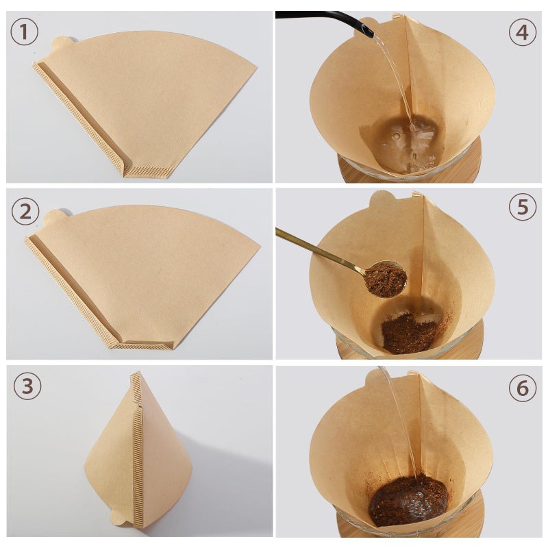 Prudiut 200 Count Coffee Filter #2, 2 Coffee Filters Cone Unbleached Disposable Coffee Filters 2 Cone Paper Fits for Drip and Compatible with Pour Over Coffee Maker(2-6 Cup) - Image 4