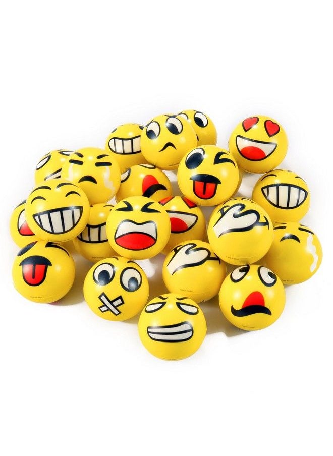 Liberty imports - 24 Pack Yellow Squeeze Emoji Stress Balls Soft Foam Pu Sensory Toys For Toddlers Kids Adults Party Favors (3 Inches) - Image 1