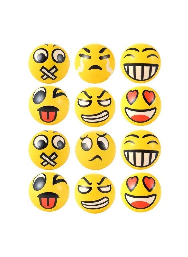 Liberty imports - 24 Pack Yellow Squeeze Emoji Stress Balls Soft Foam Pu Sensory Toys For Toddlers Kids Adults Party Favors (3 Inches) - Image 1