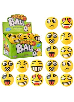 24 Pack Yellow Squeeze Emoji Stress Balls Soft Foam Pu Sensory Toys For Toddlers Kids Adults Party Favors (3 Inches)