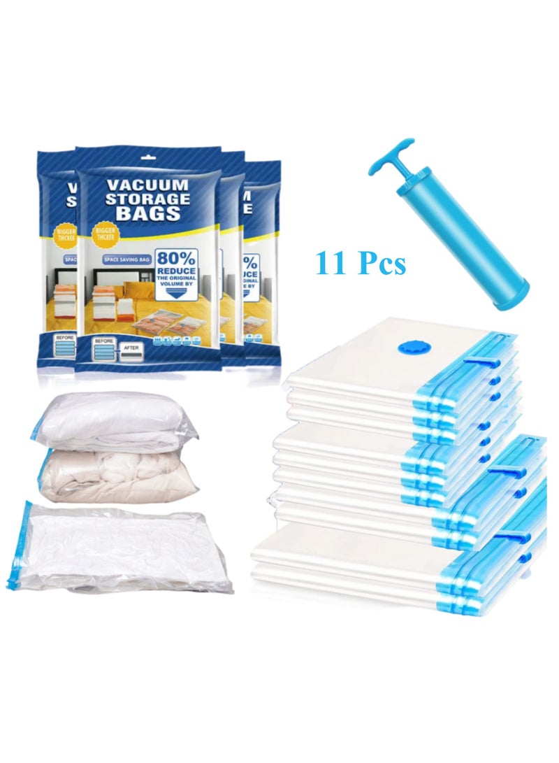 Vacuum Space Saver Bags, 10 Pcs Vacuum Storage Bags with Hand Air Pump, (2 Pcs 100x80cm), (4 Pcs 80x60cm), (4 Pcs 70x50cm),Compression Bags Space Saver Bags Vacuum Seal Bags  - Image 1