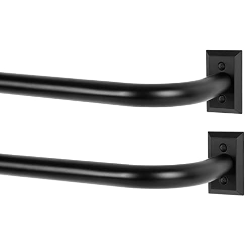 TANGWIN Black Wrap Around Curtain Rods 2 PackBlackout Heavy Duty Adjustable Window Curtain Rod for Bedroom KitchenModern Decorative Curved French Metal Drapery Rods Easy InstallMatte Black 4890