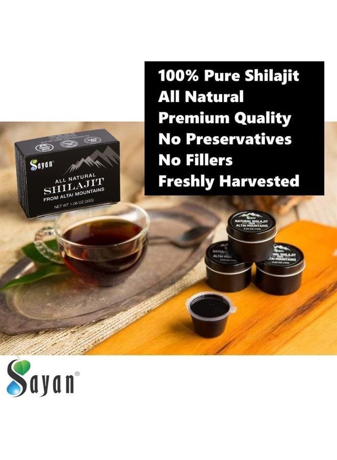 sayan Pure Authentic Altai Shilajit, Organic Fulvic Acid Supplement and Trace Minerals for Detox, Immune + Energy Support, Genuine, High Efficacy Resin for Women and Men - 30 Grams, 4 Month Supply - Image 1