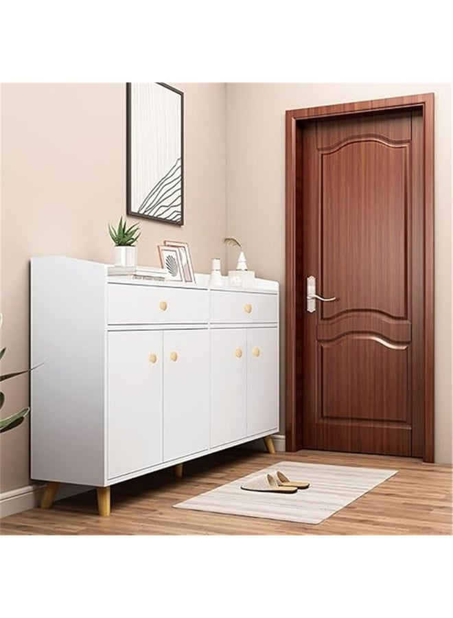 Shoe Cabinet, Wooden Shoe Rack Organizer with Drawers and Doors, Large Capacity Shoe Storage Cabinet for Closet Entryway Hallwayf, Free Standing Shoes Shelves, 120*30*84cm (White) - Image 2